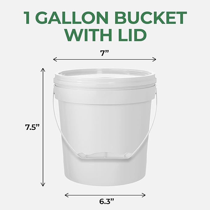 EconoHome 1 Gallon Food Grade Round Plastic Bucket - Food Storage Deli Containers with Lids Ideal for Ice Cream, Soup, and Prep Containers - BPA-Free - 5 Pack