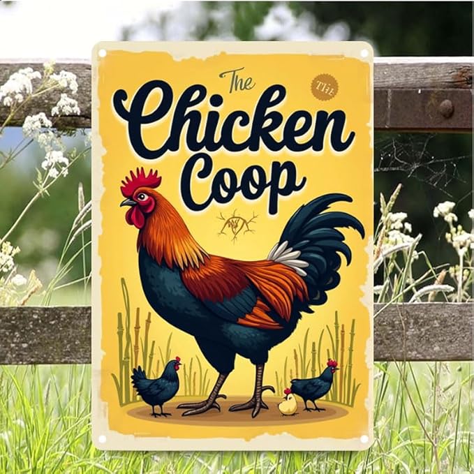 Chicken Coop Outdoor Decorative Sign with Fluffy Butt Hut Design 12x8 Inch for Backyard Farmhouse Poultry Decor