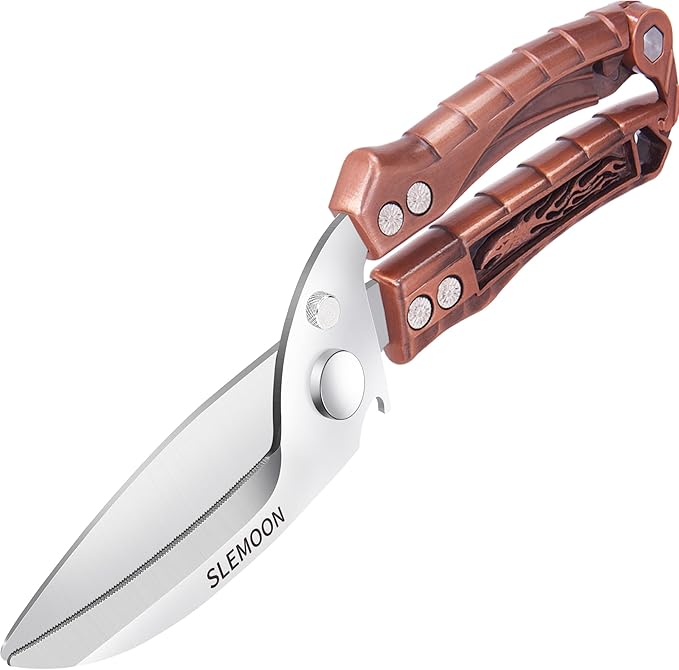 Kitchen Shears Heavy Duty Poultry Shears for Bone,Chicken,Turkey,Meat,Fish and Pizza Cutting Board Kitchen Scissors All Purpose for Food Ideal for Chef and Home Cooking,Dishwasher Safe Bronze