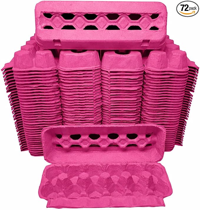 Cackle Hatchery Vented Paper Pulp Egg Cartons Holds 1 Dozen Chicken Eggs - Pink (72)