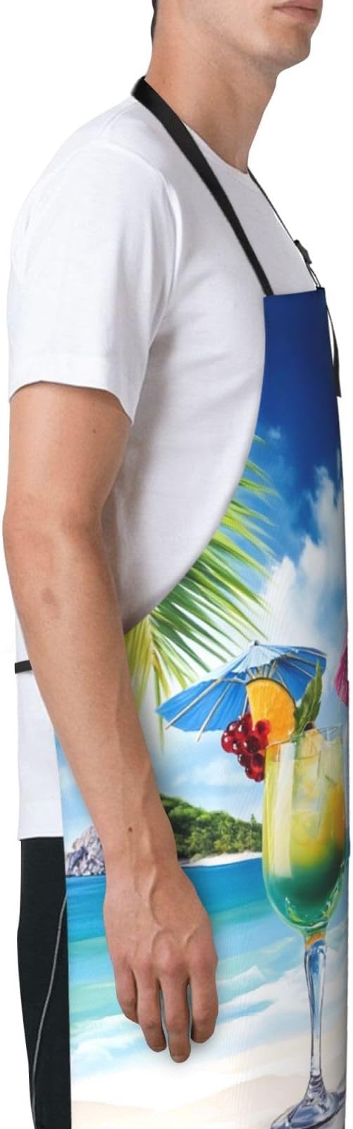Kitchen Aprons for Men Women Waterproof Apron with 2 Pockets Whale Tail Apron Adjustable Bib Aprons