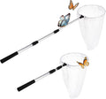 Kingrol 2 Pack Insect and Butterfly Nets, 10.5" Ring, 21.5" Net Depth, Bugs Fishing Catching Net with Telescopic Handle for Adults and Kids, Extendable 48 Inch