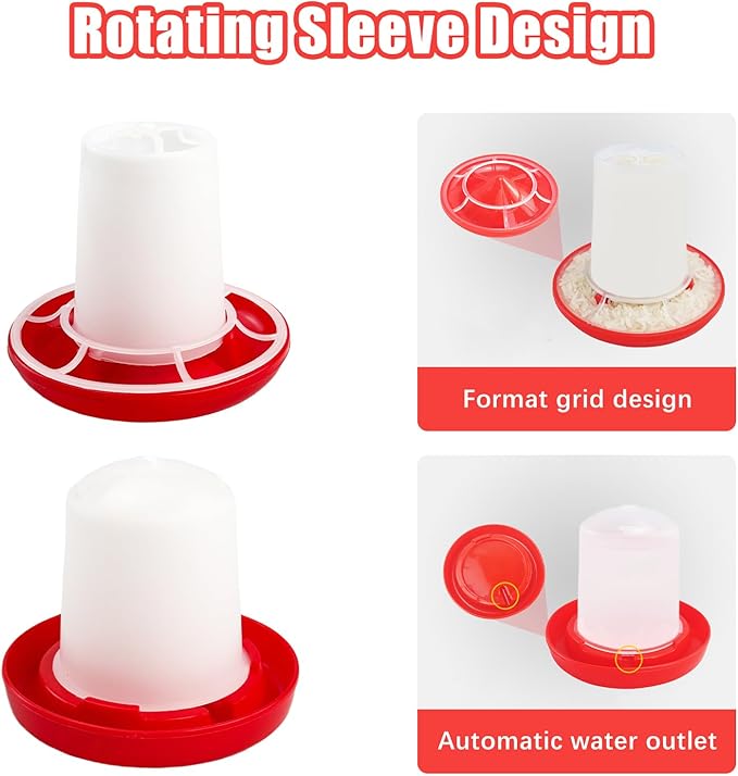 Chicken Feeder and Waterer Set, Chick Poultry Feeding Equipment Kit Automatic Feeding and Watering for Baby Turkey Guinea Fowl Quail Pigeons Ducks(0.35Lbs + 160ml)