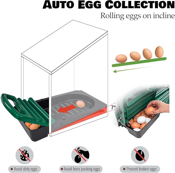 Chicken Nesting Boxes for Laying Eggs - 4 Compartment Roll Away Nesting Box for Chickens Coop with Adjustable Legs,Chicken Perch ＆ Roll Out Egg Tray,Curtains and 4 Fake Eggs Help Hen for Laying Eggs