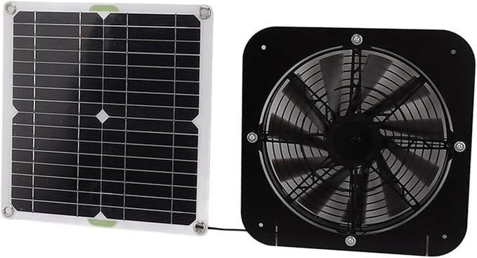 13.5 Inch Solar Powered Fan, 100W Solar Exhaust Fan Kit with Auto Speed Adjustment, Portable Solar Panel Ventilation Fan for Greenhouse, Chicken Coop, Dog Kennel, Pet House, and Outdoor Sheds