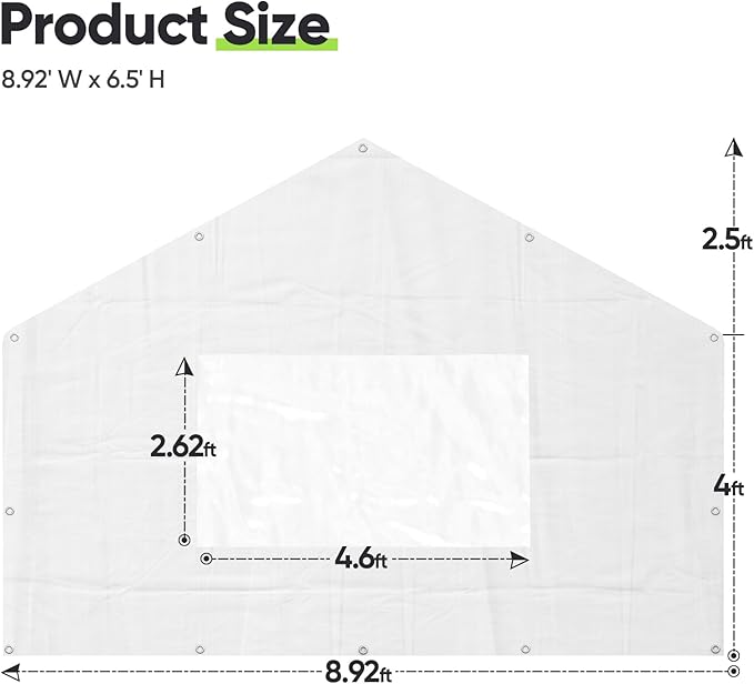 Quictent 8.9x6.5 FT Chicken Coop Cover Heavy Duty Winter Wrap with Window, Waterproof Chicken Run Tarp, Full Enclosure Insulation, 12 Ball Bungees (Back Panel)