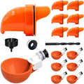 Chicken Feeder No Waste Automatic Poultry Feeder Ports, DIY Chicken Feeder and Waterer Set, 6 Ports and 6 Chicken Water Cups for Buckets, Barrels, Bins, Troughs