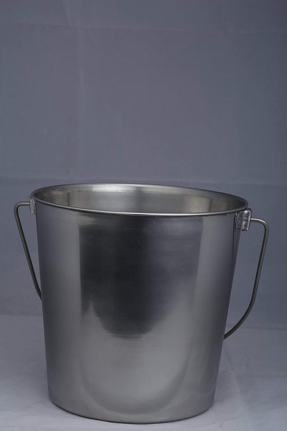 Indipets Heavy Duty Stainless Steel Pail - 13 Quart - Durable Dog Food and Water Storage