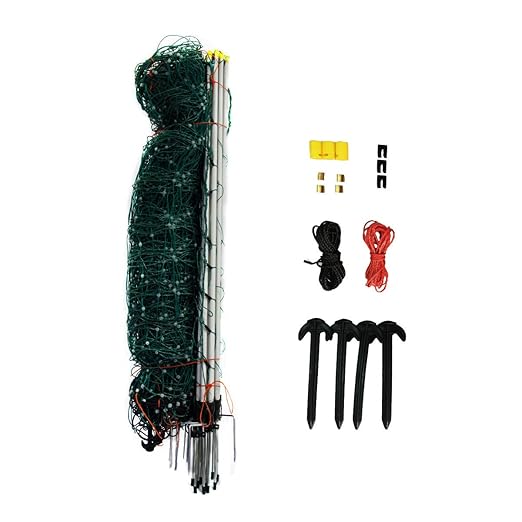 Portable Electric Fencing Net, PE Fence Netting with Condutors for Sheep and Goat with Step-in Fence Post, 35"x164', Green
