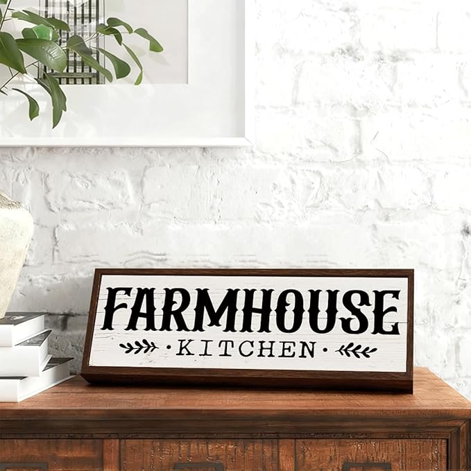 Farmhouse Kitchen Sign, Decorative Wooden Wall Plaque, Farm Decor, Country Style Home Decor, Funny Kitchen Signs, Modern Wall Decors Art, Housewarming Gift 9.5x3.1x1 inches