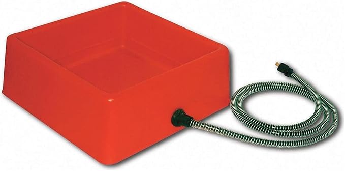 Farm Innovators D-19 1.25 Gallon Electric Heated Chicken Pet Animal Water Bowl with Thermostatic Control and Anti Chew Cord Protector, 60 Watt, Red