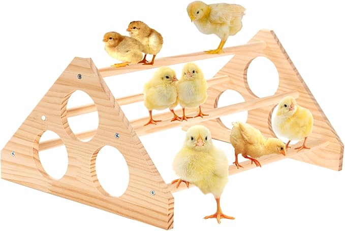 Chicken Perch for Coop - Roosting Bars for Chickens - Chick Brooder Perch & Enrichment Toys for Hens - Safe Wooden Adjustable Roosting Perch for Baby Chicks and Adult Chickens Accessories(Shape-2)