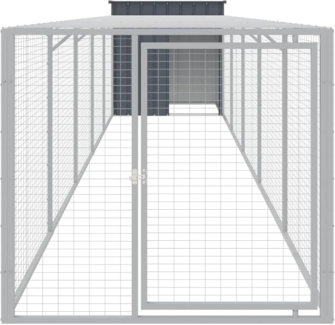 19.9 FT Galvanized Steel Chicken Coop Outdoor Run, Anthracite Frame with Mesh Ventilation, Backyard Poultry Kennel