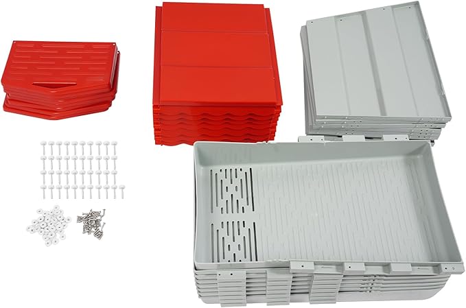 Chicken Nesting Box, 8 Compartments PP Nesting Box, Wall Mountable Nesting Boxes with Inclined Top, Drain Holes & Resting Platform for Chicken and Poultry to Collect Eggs