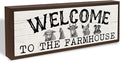 Farmhouse Wood Signs, Welcome to the Farmhouse Sign, Front Door Sign, Home Decor for Indoor Outdoor, Front Door Decors, Rustic Framed Wood Hanging Decor 9.5x3.1x1 inches