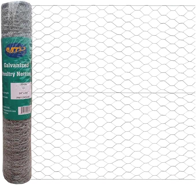 20GA Galvanized Hexagonal Poultry Netting Chicken Wire 24 inches x 50 feet x 1 inch Mesh
