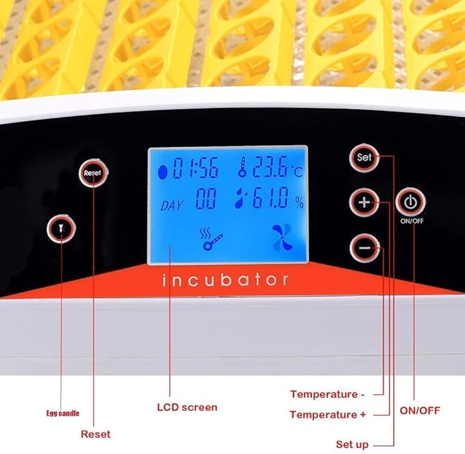 56 Egg Incubators Automatic Turning Poultry Hatcher Digital Temperature Control with Built-in Egg Candle for Chickens Ducks Birds