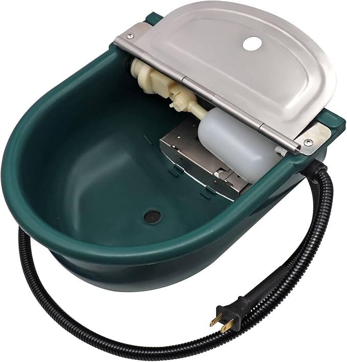 Automatic Heated Dog Water Bowl Outdoor Large Breed, Livestock Heated Waterer Automatic Pet Waterer for Dogs &Cat with Float Valve Thermal-Bowl Winter Livestock Water for Chicken Cow Goat Sheep Pig