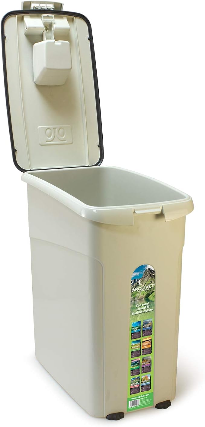 Arquivet Feed Container with Wheels, 54 Litres, 29 x 53 x 54.5 cm, Grey