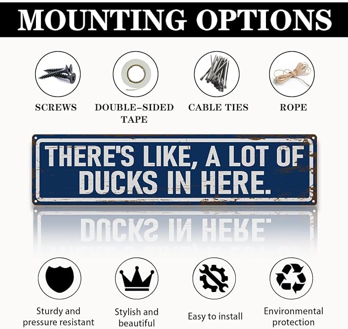 Rustic Farmhouse Style Duck Coop Sign, Metal Outdoor Ducks House Signs, There's like a lot of Ducks in here, Retro Metal Tin Sign, Farmhouse Decor, Backyard Duck House Gift 15.8x4 Inch