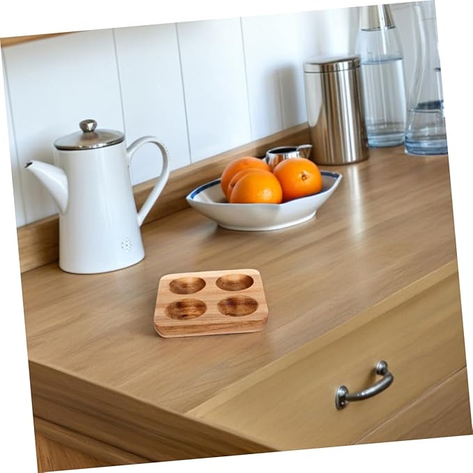 DOITOOL 2pcs Acacia Wood Egg Holder Rustic Countertop Egg Basket for Storage and Serving Vintage Kitchen Organizer Rack
