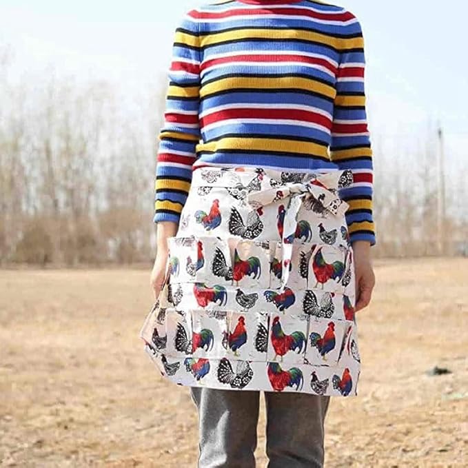 Egg Collecting Apron with 12 Deep Pockets Gathering Holding Farmhouse Fresh Eggs for Chicken Hen Duck Goose