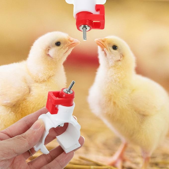 VICASKY Quail Waterer Rabbit Watering System Chicken Cups Feeder 20pcs Drinker Water Dispenser Ball Automatic Nippler Chick ABS Poultry with Steel Control