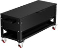 Heavy Duty Chicken Feeder 120 lbs Large Capacity, Metal Automatic Poultry Feeding Box with Waterproof Lid, Raised Standing Feeder with Wheels for Hens & Roosters, Portable & Easy to Move