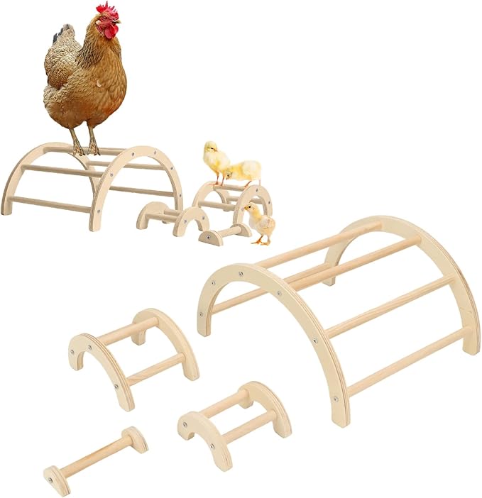 Wooden Chicken Perch Stand Arch Shape Stable Structure Chick Roosting Bar Grinding for Pet Coop Farm House Garden
