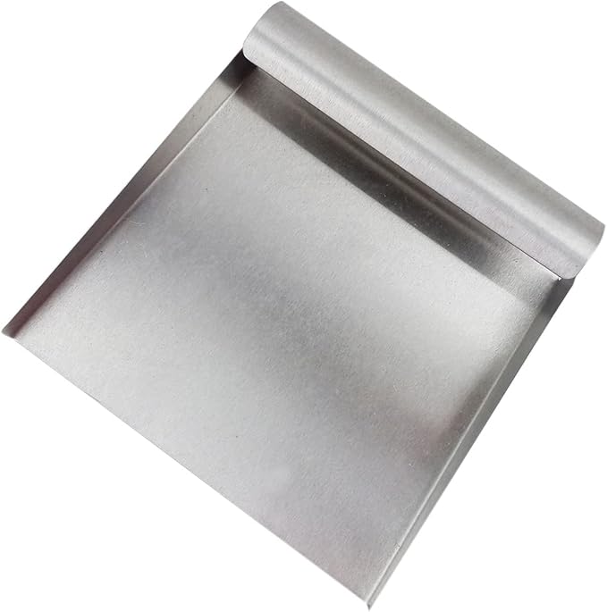 Stainless Steel Scooper for Food, Large One-Piece Cast Square Food Scoop with Sides, 5.9 Inch Metal Ice Scooper, Cutting-board Scraper, Flour Utility Scoop with Multi-Purpose Use, Silver