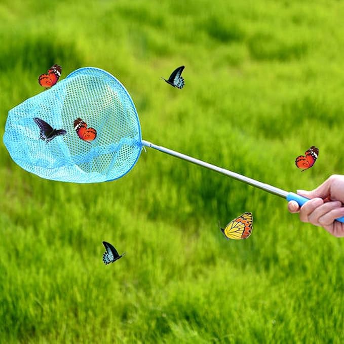 TSYAN Telescopic Butterfly Net, Perfect for Catching Bugs Insect Small Fish,Outdoor Tools Colorful Extendable up to 34" for Kids