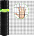 Hardware Cloth 1 inch Black Vinyl Coated Wire Mesh 24" x 50' Welded Wire Fencing 16Gauge, PVC Coating Chicken Wire Fence,Welded Wire Mesh Roll for Garden Guard Fence Poultry Cage Net Fencing