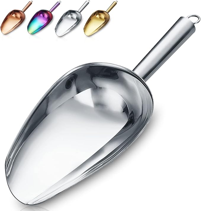 Premium Stainless Steel Cookie & Ice Cream Scoop - Dog Food & Utility Scoop - Dishwasher Safe (Silver/8oz/9 Inch)