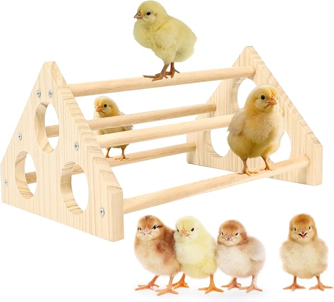 Wooden Chick Roosts Chick Perch, Non-Rotating Chicken Roosting Bar, Solid Fir Wood Splinter-Free Brooder Perch Stand for Chicks, Chicken Coop Jungle Gym Training Toy