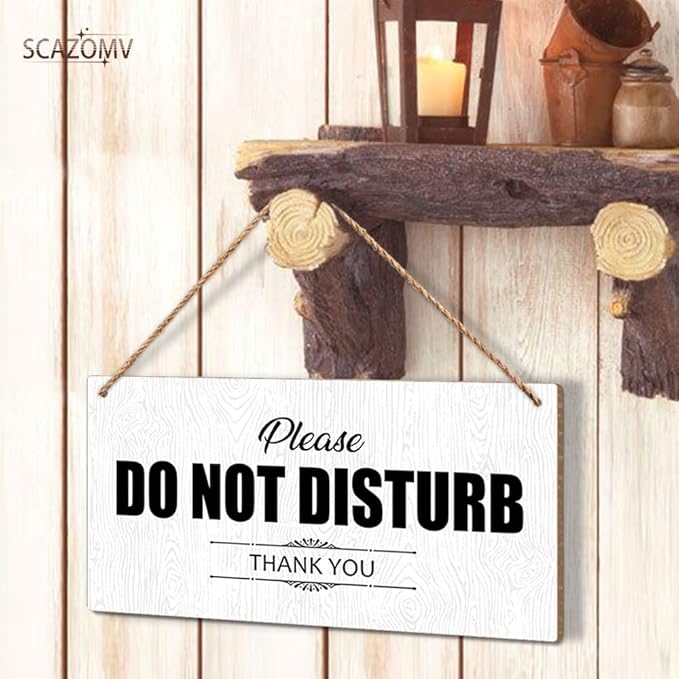 SCAZOMV Please Do Not Disturb Thank You Wood Sign Decor Funny Rustic Wood Front Door Sign Vintage Wall Hanging Plaque Porch Yard Studio Office Home Farmhouse Decor 10''x 5''