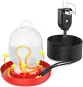Chickens Water Heater Cord, 1-6 Gallons Heated Chicken Waterer for Winter, 9ft Freeze Proof Poultry Water Heater Cord, Prevents Water Freezing in Drinkers for Small Animals Rabbits, Ducks, Guinea Pigs