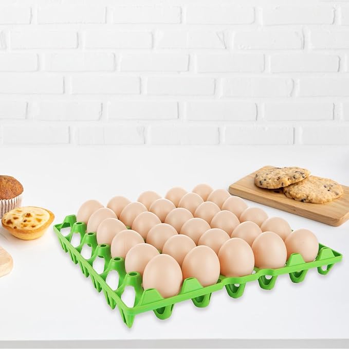 DAJAVE 12 Pack Plastic Egg Tray, Egg Crates 30-Eggs Flats for Home Chicken Farmers, Stackable Eggs Cartons Flats for Packing, Storage, Shipping Fresh (Green)