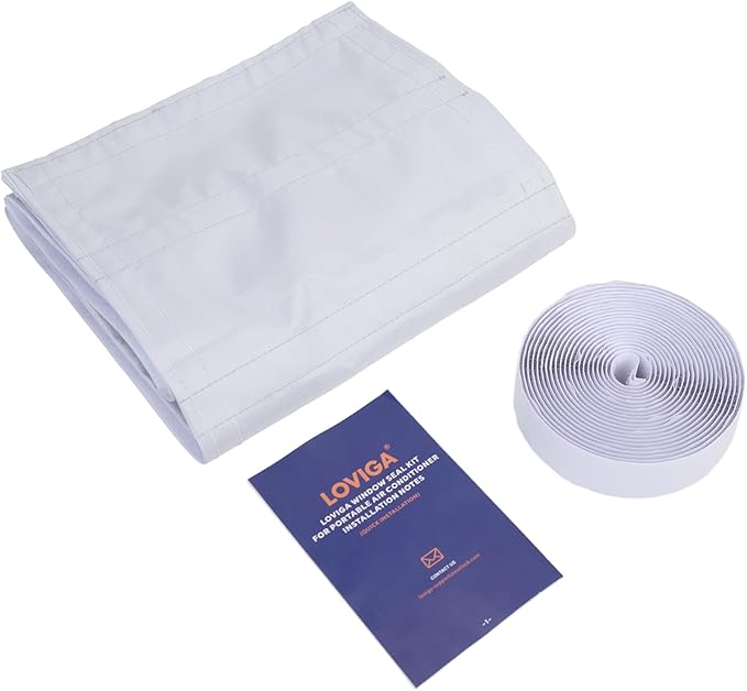 Loviga Portable AC Window Vent Kit for Sliding Door, 100% Sealing Portable Air Conditioner Window Kit Seal Kit for AC Unit Clothes Dryer, 31X86 Inch Length Adjustable, Waterproof, No Drilling