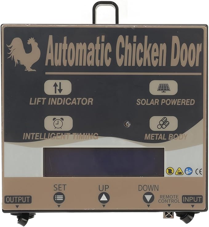Solar Powered Chicken Coop Door, Automatic Electric Poultry Door Opener with Timer and Remote Control for Home and Farm Use (White)