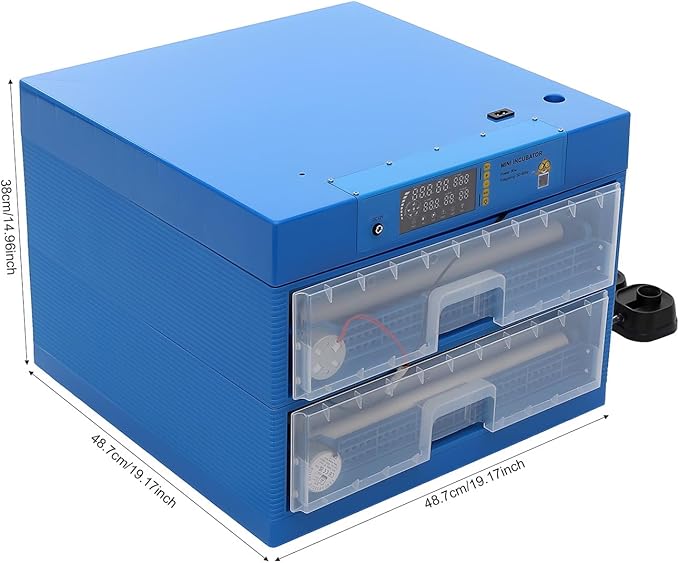 128-Egg Incubator with Automatic Turning, Digital Temperature & Humidity Control - Poultry Hatcher Machine for Chicken, Duck, Goose, Quail & Bird Eggs-Blue