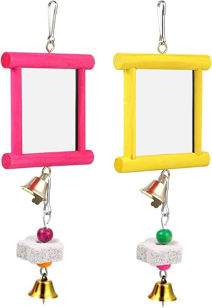 Chicken Mirror Swing - Chicken Toy Mirror |Chicken Mirror Beak Grinding Enrichment, Chicken Coop Mirror Swing, Coop Enrichment Mirror Pecking Toy, Safe Roosters Poultry Entertainment Accessories for Y