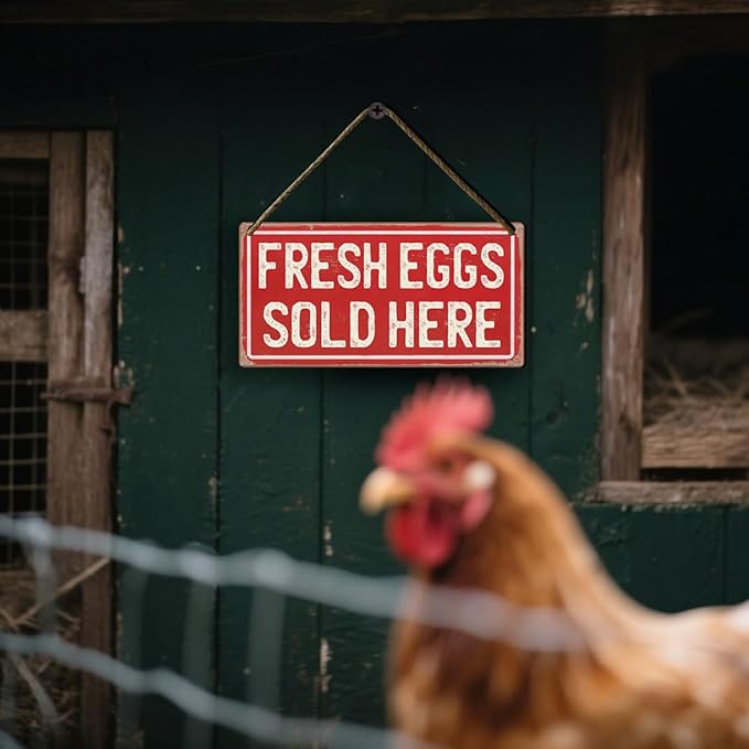 Farm Fresh Eggs Sign Chicken Coop Signs Eggs for Sale Signs for Outside Farmers Market Decor Farm Stand Sign Fresh Eggs Sold Here Sign 6x12 Inches