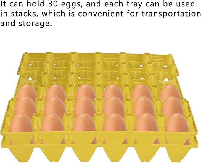 Plastic Egg Flats, Poultry Crates Holder Tray, Extra Large Reusable Stackable: For Chicken Produce, Farm Supplies, Secure Storage Container, 5PCS, 28.7x28.3cm (Yellow)