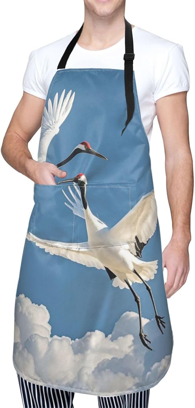 Waterproof Apron Adjustable Bib for Women Men Tractor farm Cooking Aprons Chef Bibs with 2 Pocket