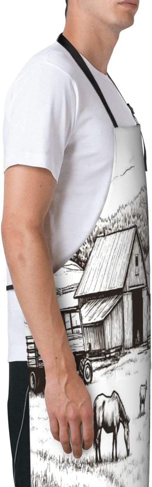 Farm Animals 2 For Waterproof Adjustable Adult Apron With Pockets For Men And Women Cooking, Painting