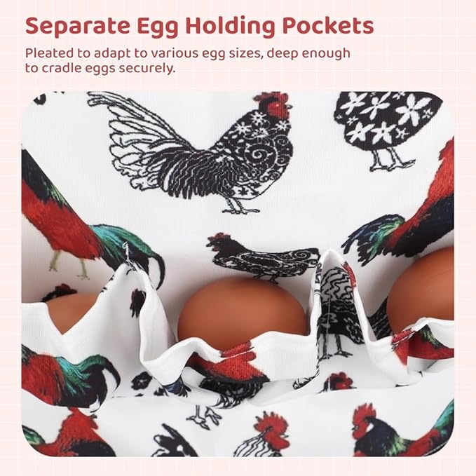 Two Pcs 3 Pockets Egg Collecting Apron, Aprons For Little Ones & Adults, Canvas Egg Gathering Apron 12 Pockets, Lasting For Duck Goose Chicken Eggs, Family Acting Farmhouse Kitchen