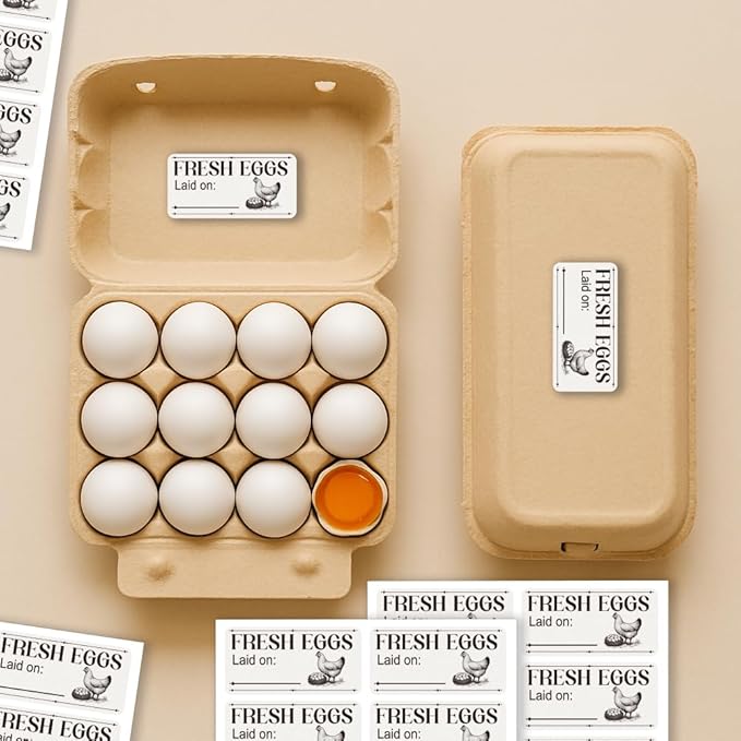 160 Pcs Farm Fresh Eggs Carton Labels, Rectangle Please Return Egg Carton Labels Waterproof PET Adhesive Egg Packaging Sticker for Box Container Farm Supplies
