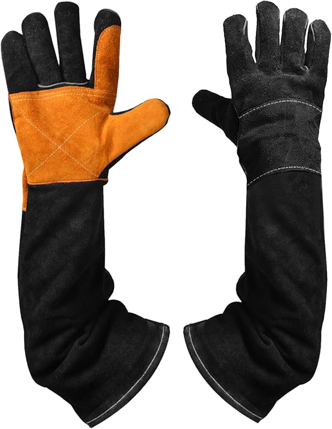 Animal Handing Gloves Bite Proof,Leather Welding Gloves,Multipurpose Puncture Proof Glove for Dog,Cat,Reptile,Snake