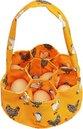 Egg Collecting Basket, Canvas Egg Holder Eggs Gathering Bags with 7 Pouches, Chicken Farmhouse Housewife Hen Duck Goose Garden Transporting Storage (Orange)