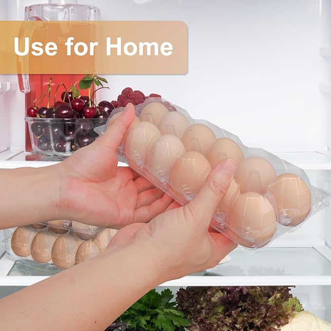 Plastic Egg Cartons Bulk 2x6 Egg Holders Style Holds 12 Eggs - Half Dozen Storage Perfect for Family Pasture, Groceries Chicken Farm, Refrigerator Storage (12 Grids) 50 Pack